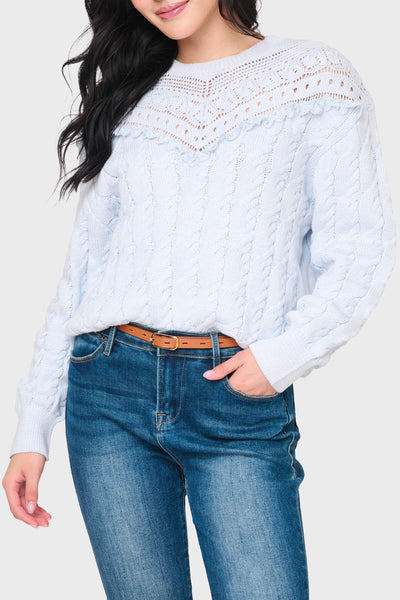 Soft Crochet Lace Sweater | Feminine Cable Knit Top – Gibsonlook