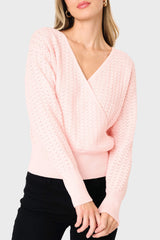 Pointelle Surplice Sweater