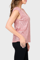Sparkle And Shine Favorite V-Neck Sequin Tee