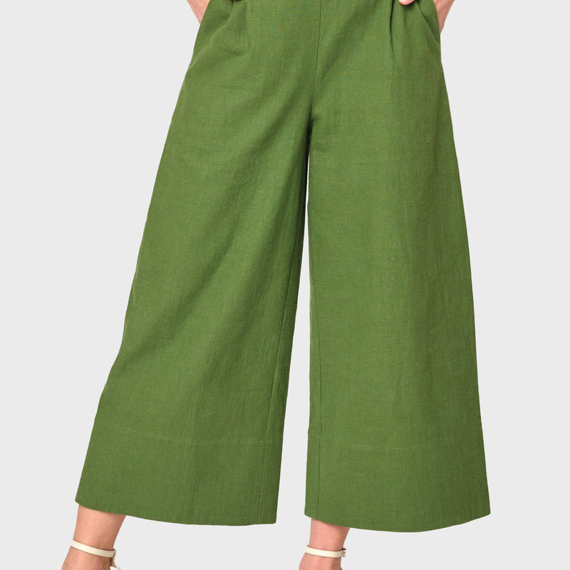 Wide Hem Cropped Linen Pant