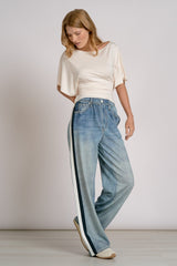 Elan Kaya Double Stripe Sweatpant Jeans Navy White Stripe