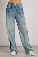 Elan Kaya Double Stripe Sweatpant Jeans Navy White Stripe