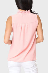 Crochet Ruffle Placket Button Front Blouse