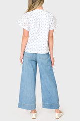 Flutter Sleeve Blouse With Open Yoke