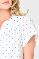 Flutter Sleeve Blouse With Open Yoke