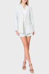 Long Line Striped Linen Blazer