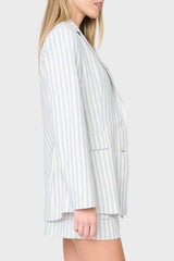 Long Line Striped Linen Blazer