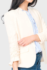 Cinched Sleeve Notch Neck Blazer