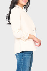 Cinched Sleeve Notch Neck Blazer