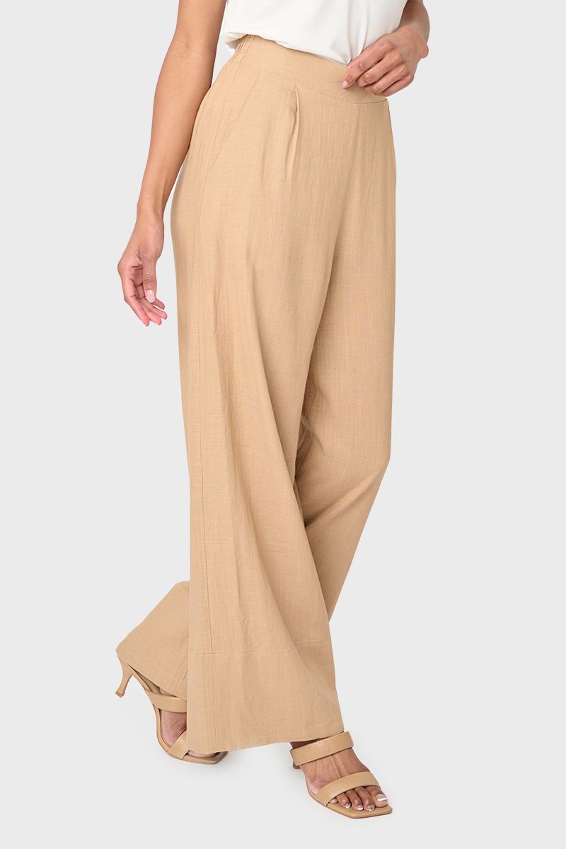 Wide Hemmed Linen Trouser