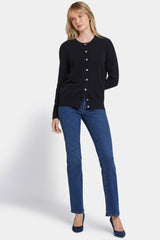 NYDJ Cashmere Crewneck Cardigan in Black