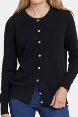 NYDJ Cashmere Crewneck Cardigan in Black