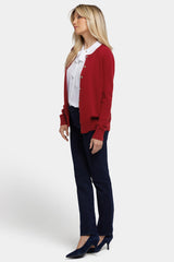 NYDJ Cashmere Crewneck Cardigan in Red