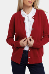 NYDJ Cashmere Crewneck Cardigan in Red