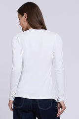 NYDJ Emery Ribbed Henley in Optic White