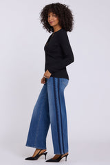 NYDJ Emery Ribbed Henley in Black