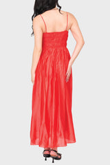Moon River Sleeveless V-Neck Shirred Midi Dress