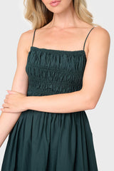 Moon River Sleeveless Square Neck Shirred Tie Back Midi Dress
