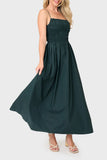 Moon River Sleeveless Square Neck Shirred Tie Back Midi Dress