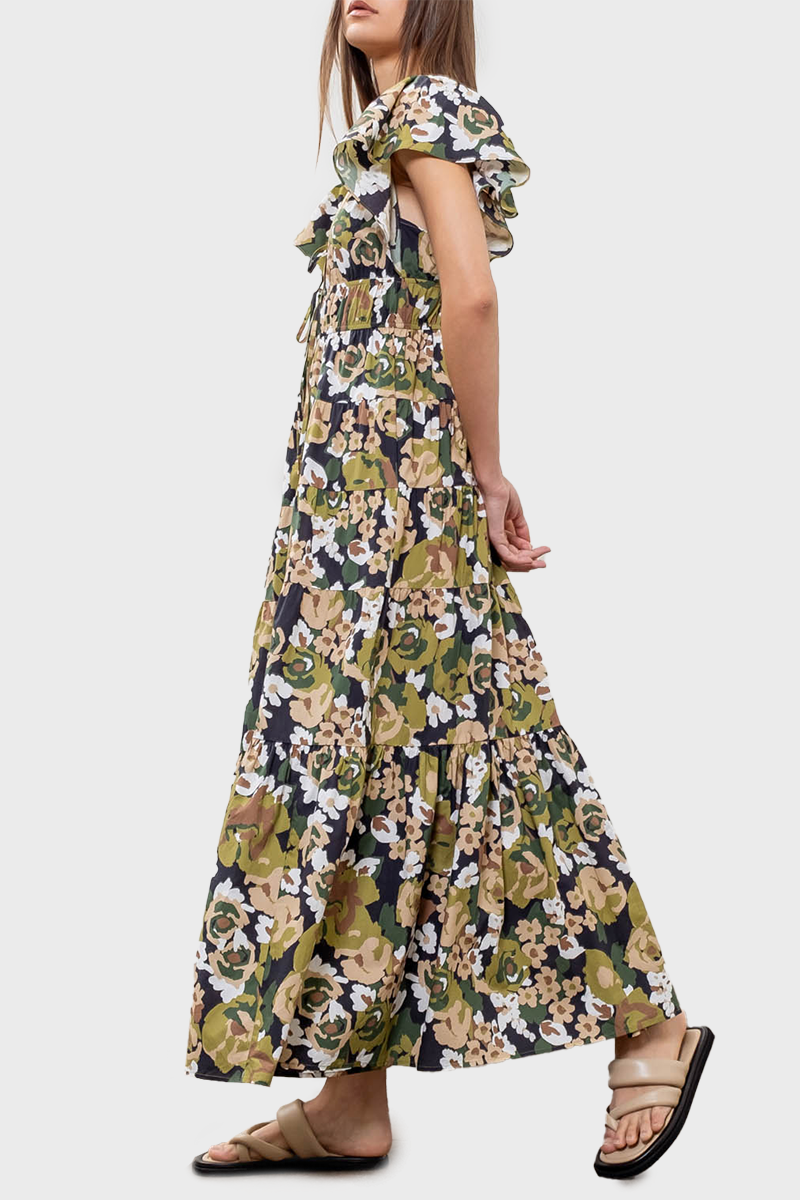 Moon River Flutter Sleeve Tiered Midi Dress Gibsonlook Moon River Flutter Sleeve Tiered Midi Dress Gibsonlook