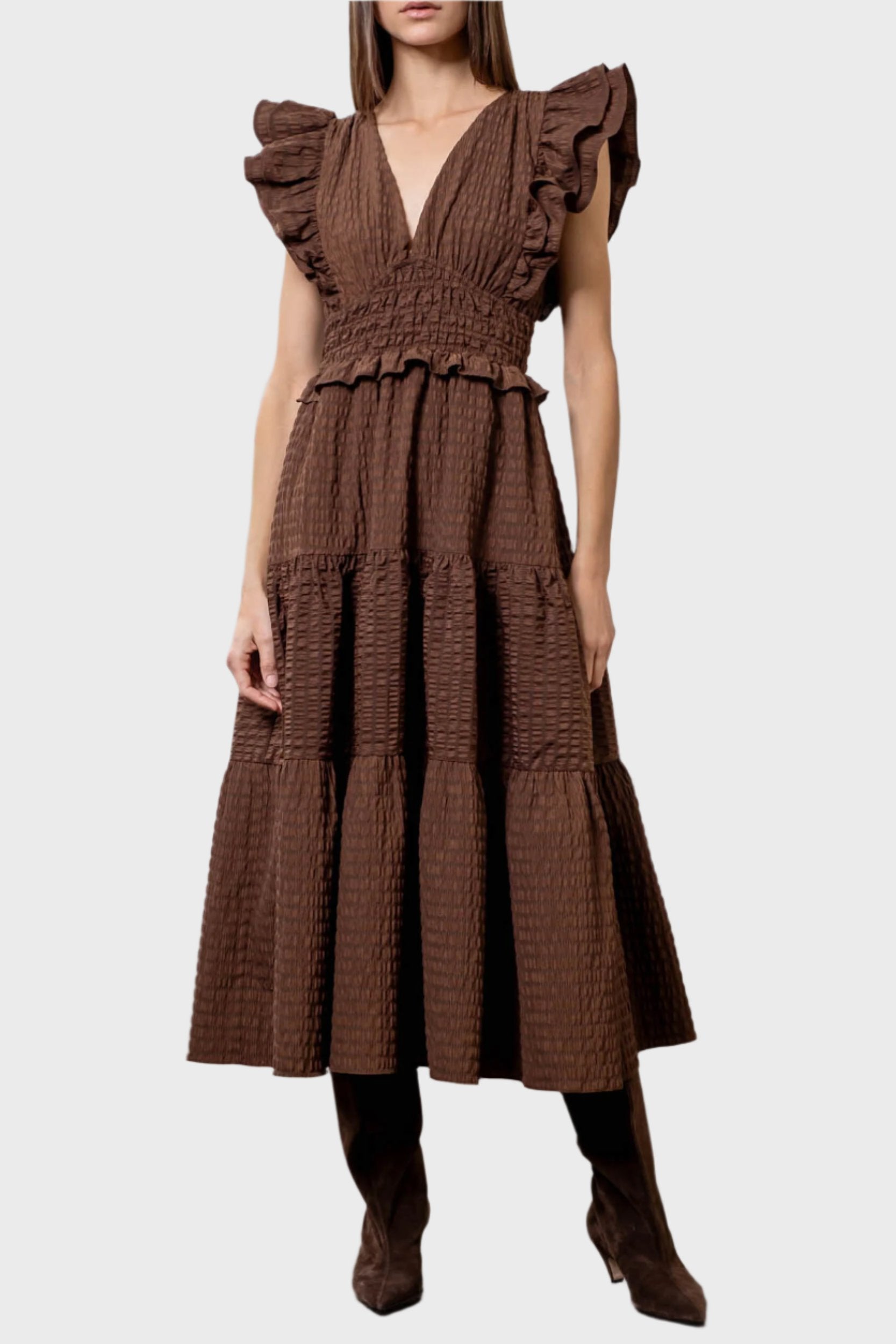 bohemian maternity dress Vintage Boho Printed Maxi Dress, Brown / 3XL Color:Bright Emerald light brown dress bridesmaid dress site New matching with belt