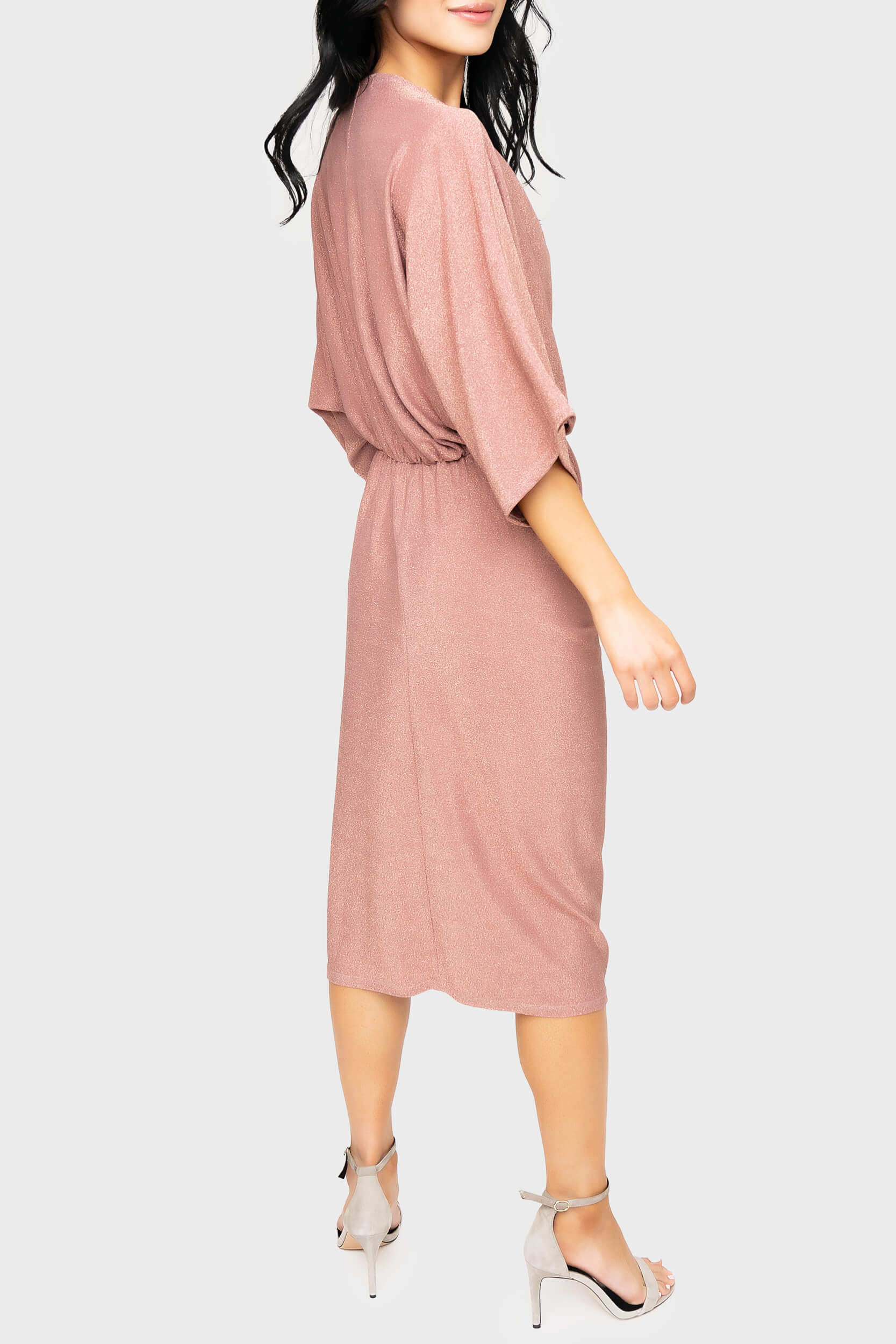 Jennifer Drape Front Shine Surplice Dress