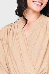 Knit Cinch Surplice Midi Dress