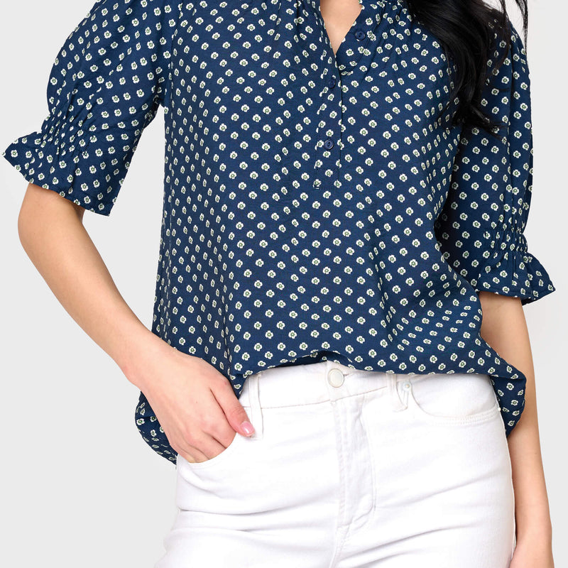 Dianthus Henley Puff Sleeve Blouse