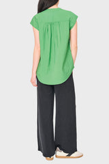 Cap Sleeve Notch Neck Blouse