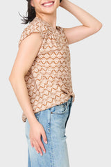 Cap Sleeve Notch Neck Blouse