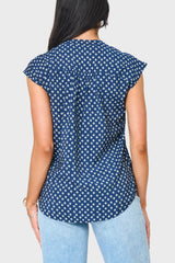 Cap Sleeve Notch Neck Blouse