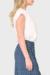 Cap Sleeve Notch Neck Blouse