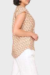 Cap Sleeve Notch Neck Blouse
