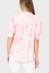 Dianthus Henley Crochet Trim Blouse