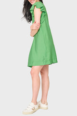 Flutter Sleeve Notch Neck Dress