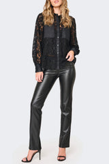 NYDJ Faux Leather Marilyn Straight Pants in Black