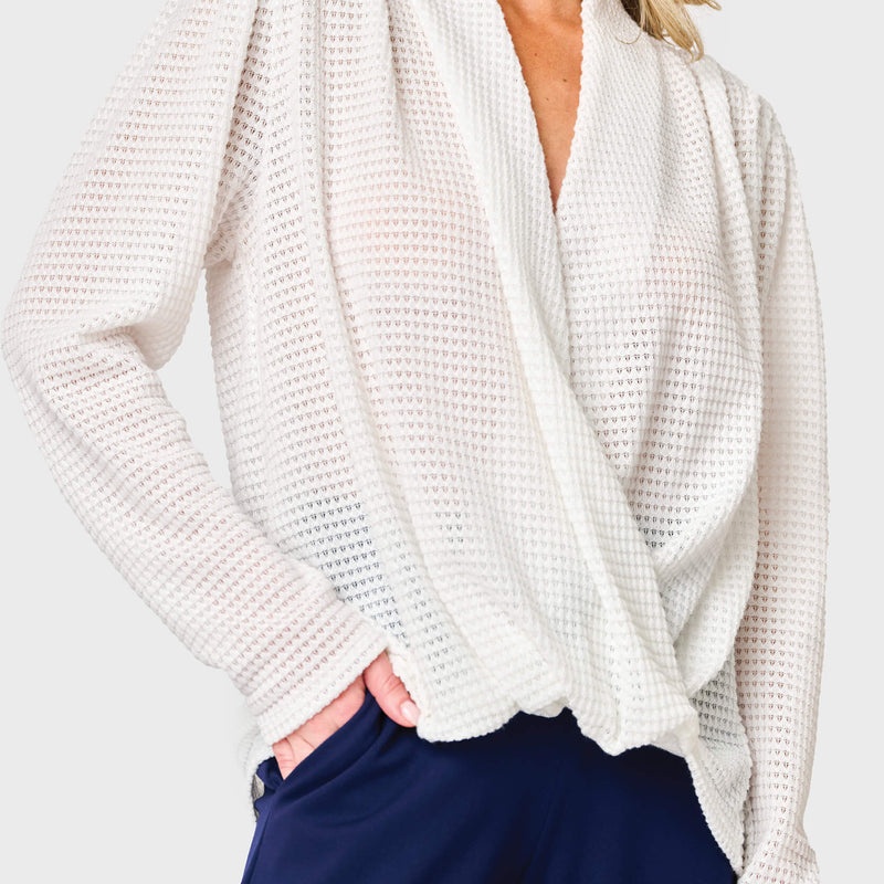 Surplice Open Weave Sweater