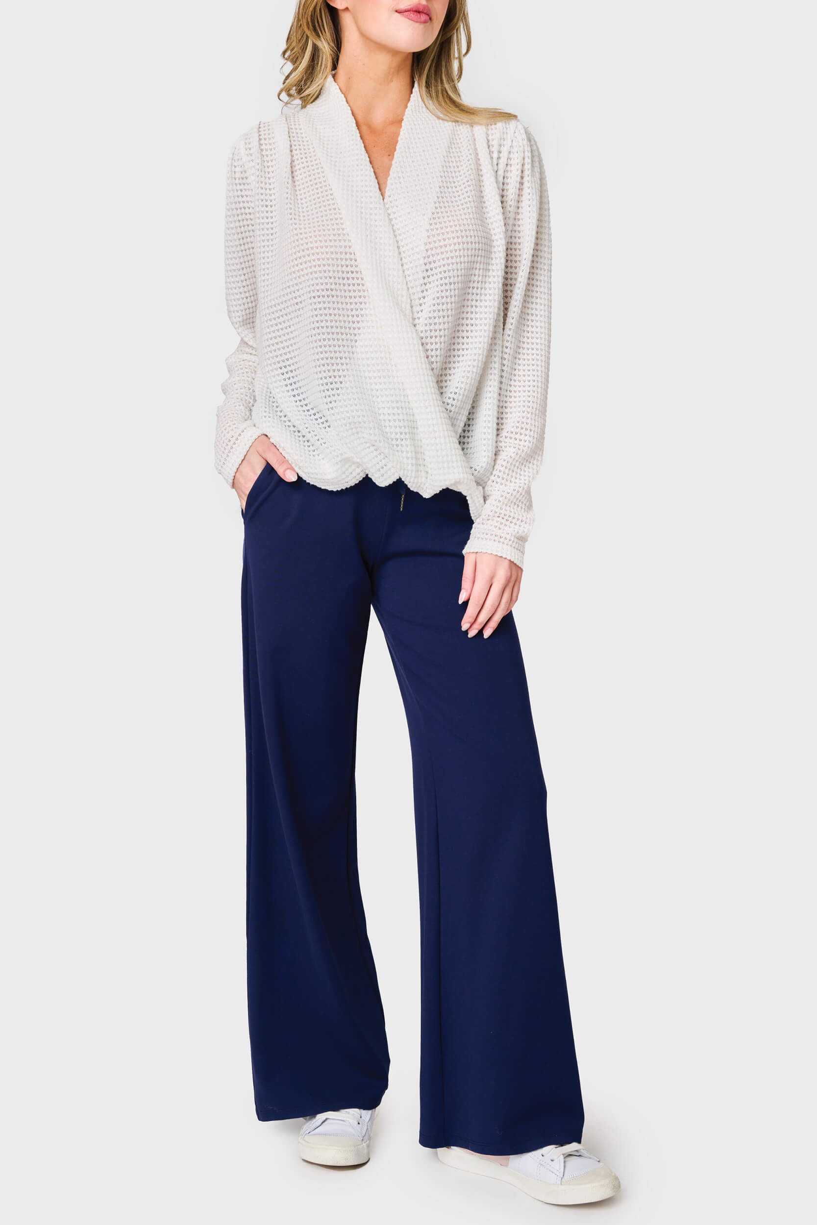 Surplice Open Weave Sweater