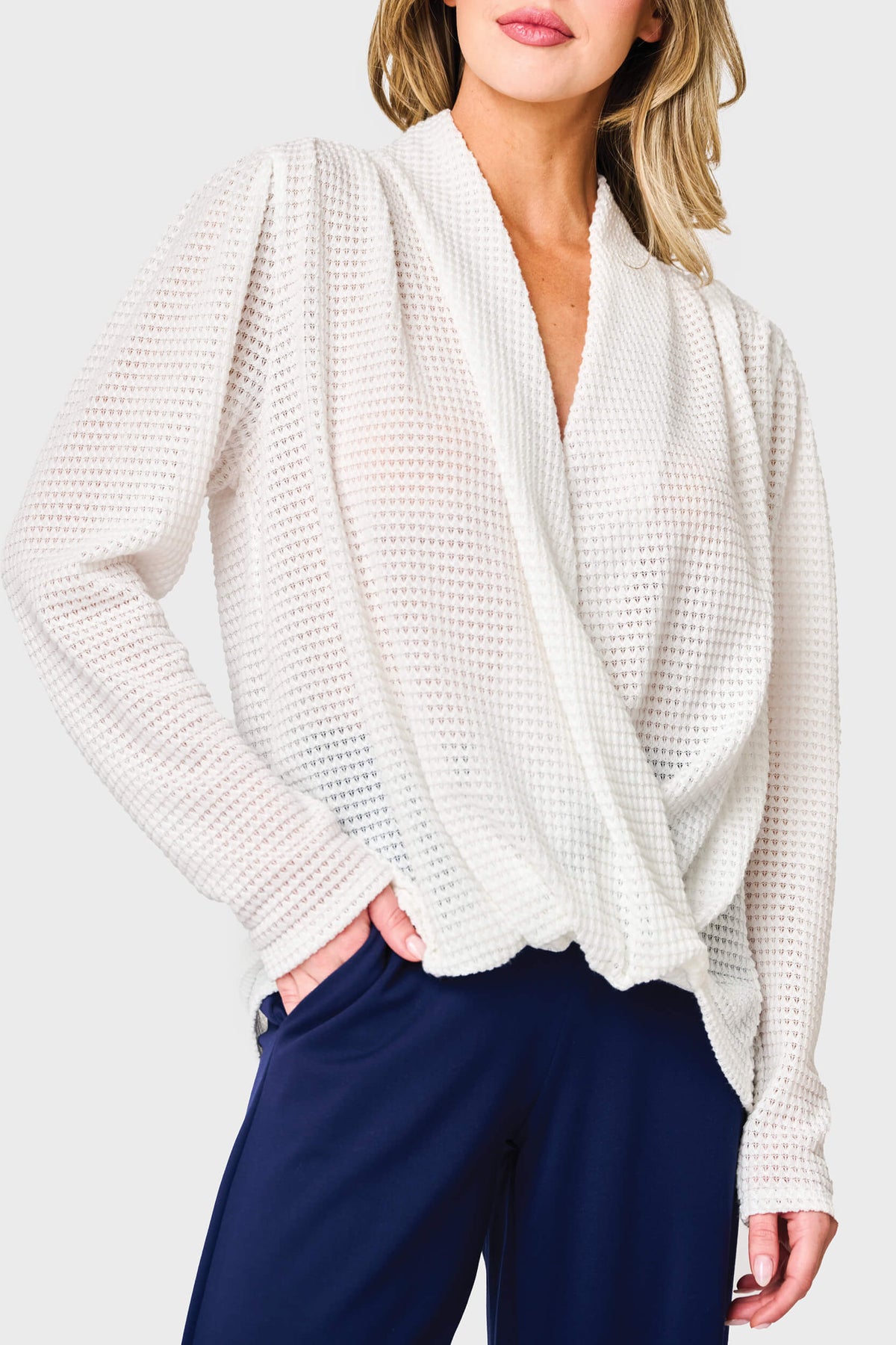 Surplice Open Weave Sweater