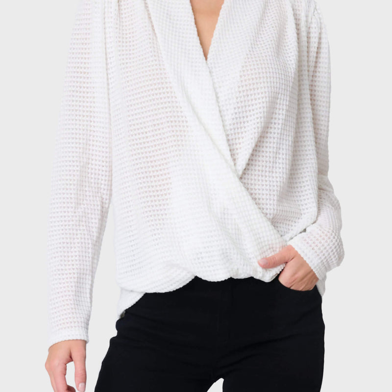 Surplice Open Weave Sweater