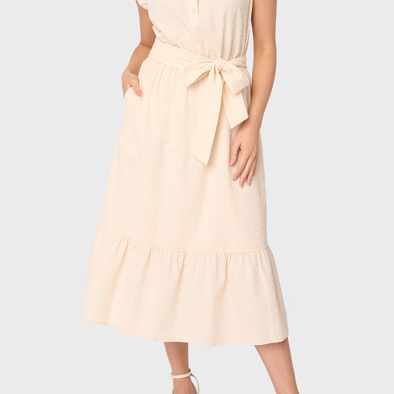 Textured Smocked Midi Dress