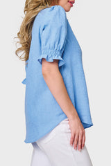 Dianthus Henley Puff Sleeve Blouse