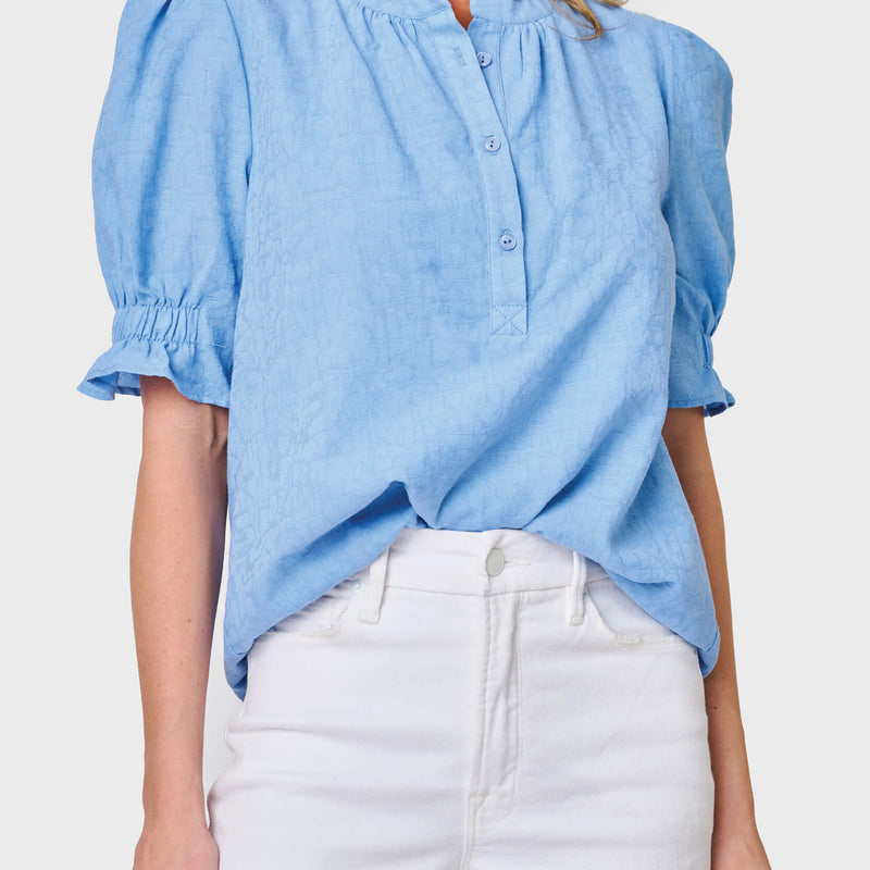 Dianthus Henley Puff Sleeve Blouse