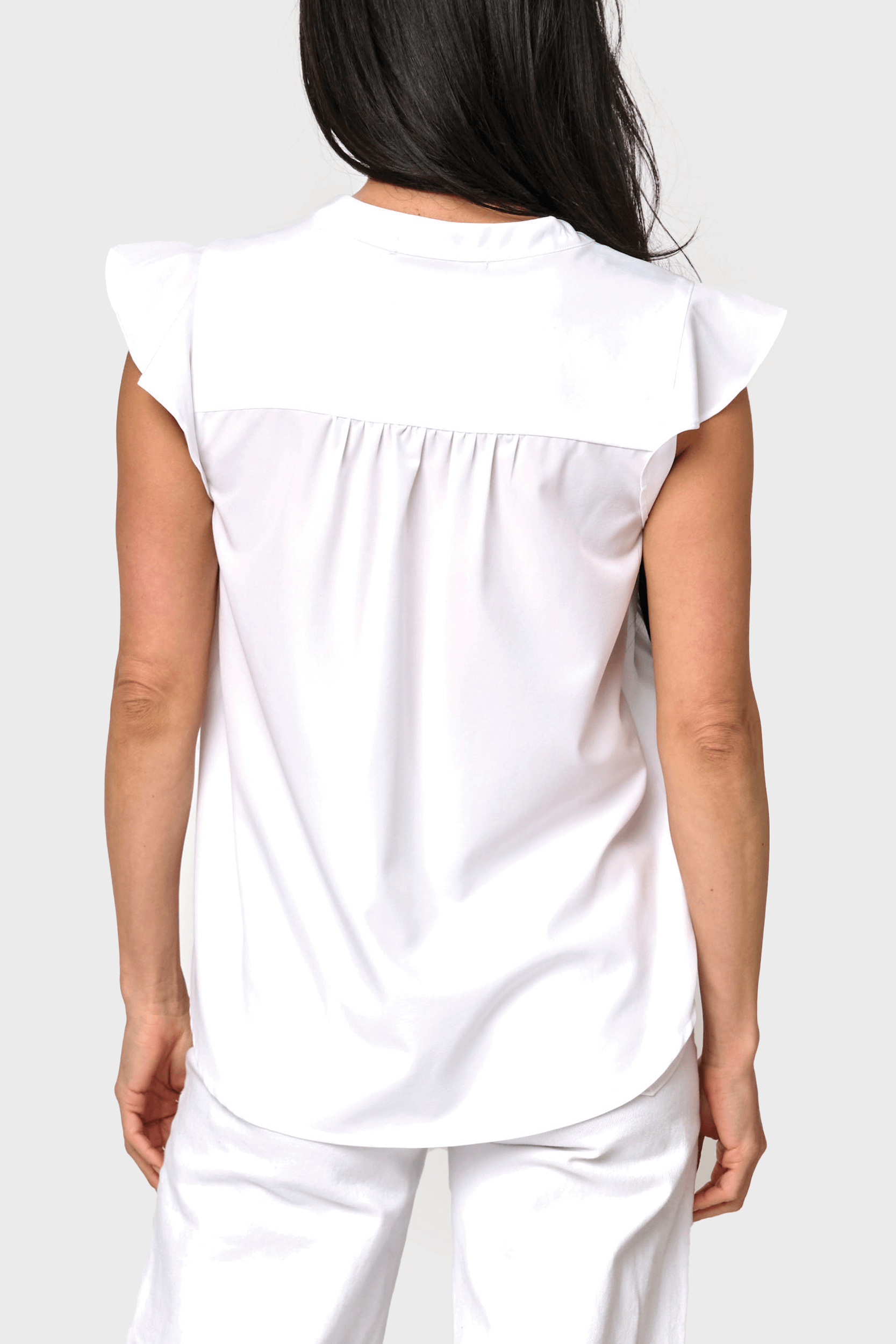 Notched Neck Long Sleeve Buttoned Blouse