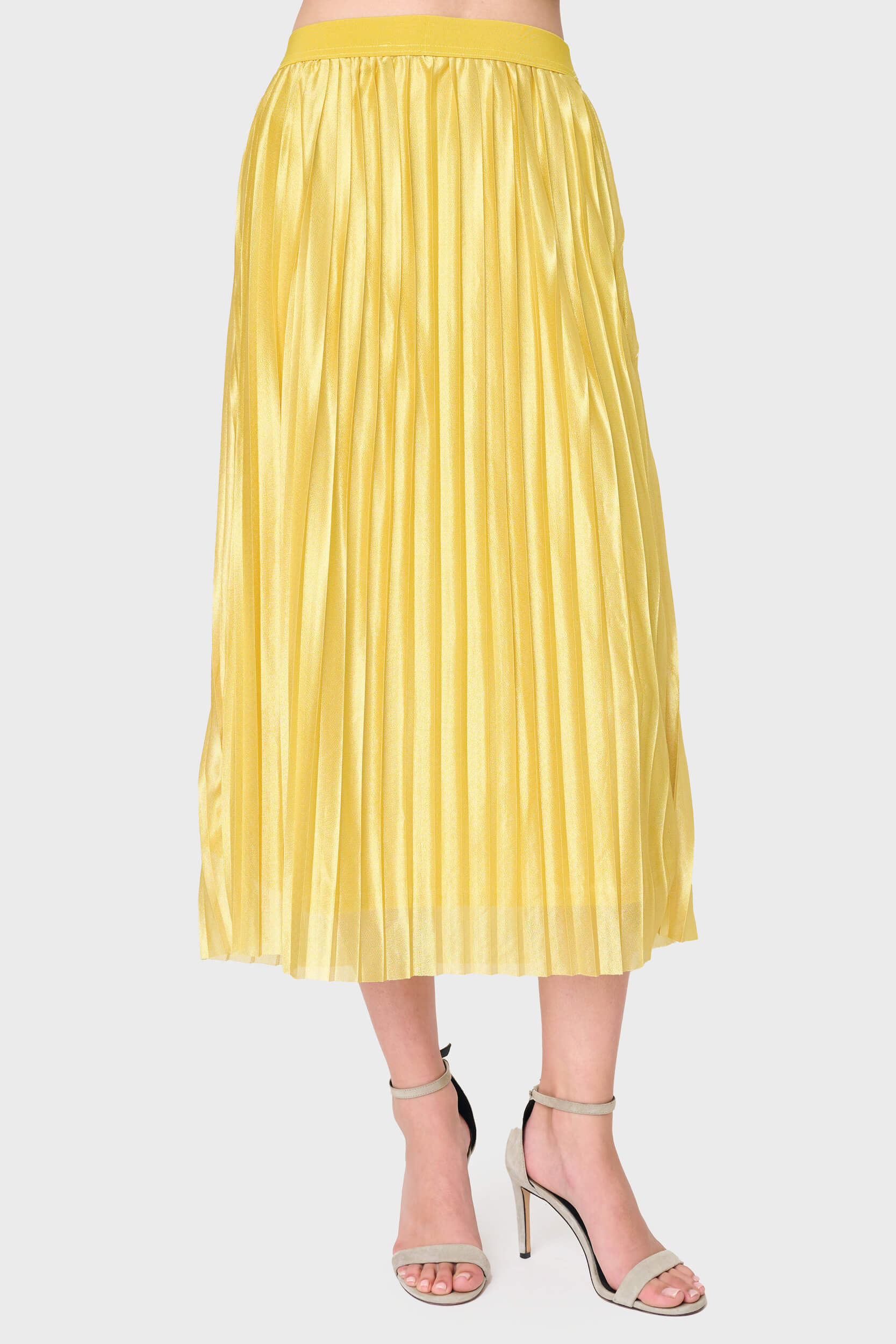 Erin Shine Pleated Midi Skirt