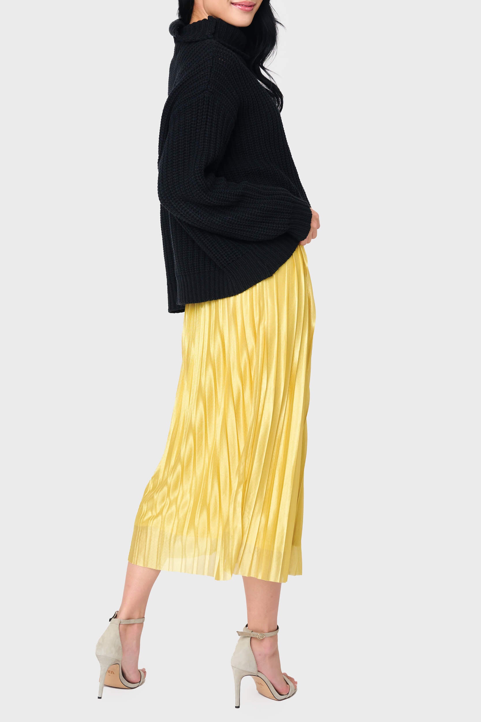 Erin Shine Pleated Midi Skirt