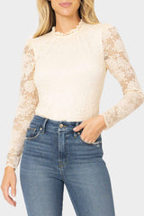 Long Sleeve High Neck Lace Bodysuit