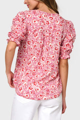 Rouched Sleeve V-Neck Blouse