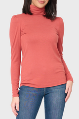 Essential Turtleneck Soft Sweater Knit Top With Puff Sleeve