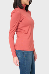 Essential Turtleneck Soft Sweater Knit Top With Puff Sleeve